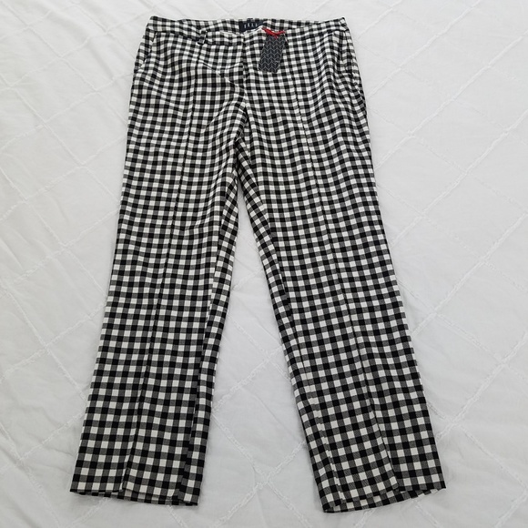 Elle Pants - Elle size 10 Buffalo Plaid Check Pants Black White